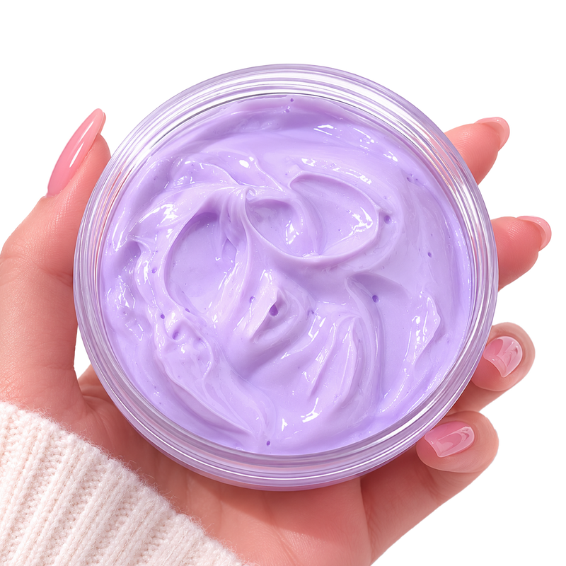 Creamy body butter by Dr Sofia Mora in a sleek jar, showcasing its rich texture and smooth application for nourished skin.